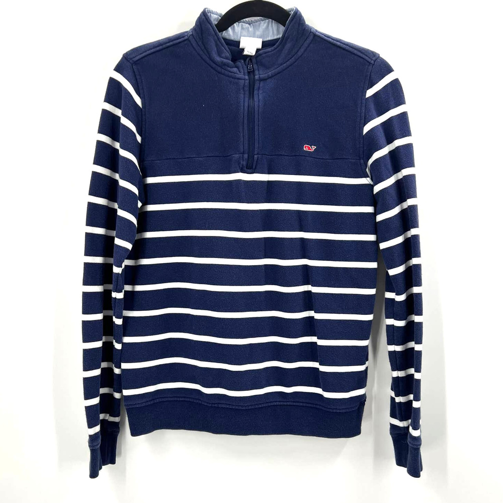 Vineyard Vines Target Nautical Striped Navy Half Zip Sweater Blouse XL -